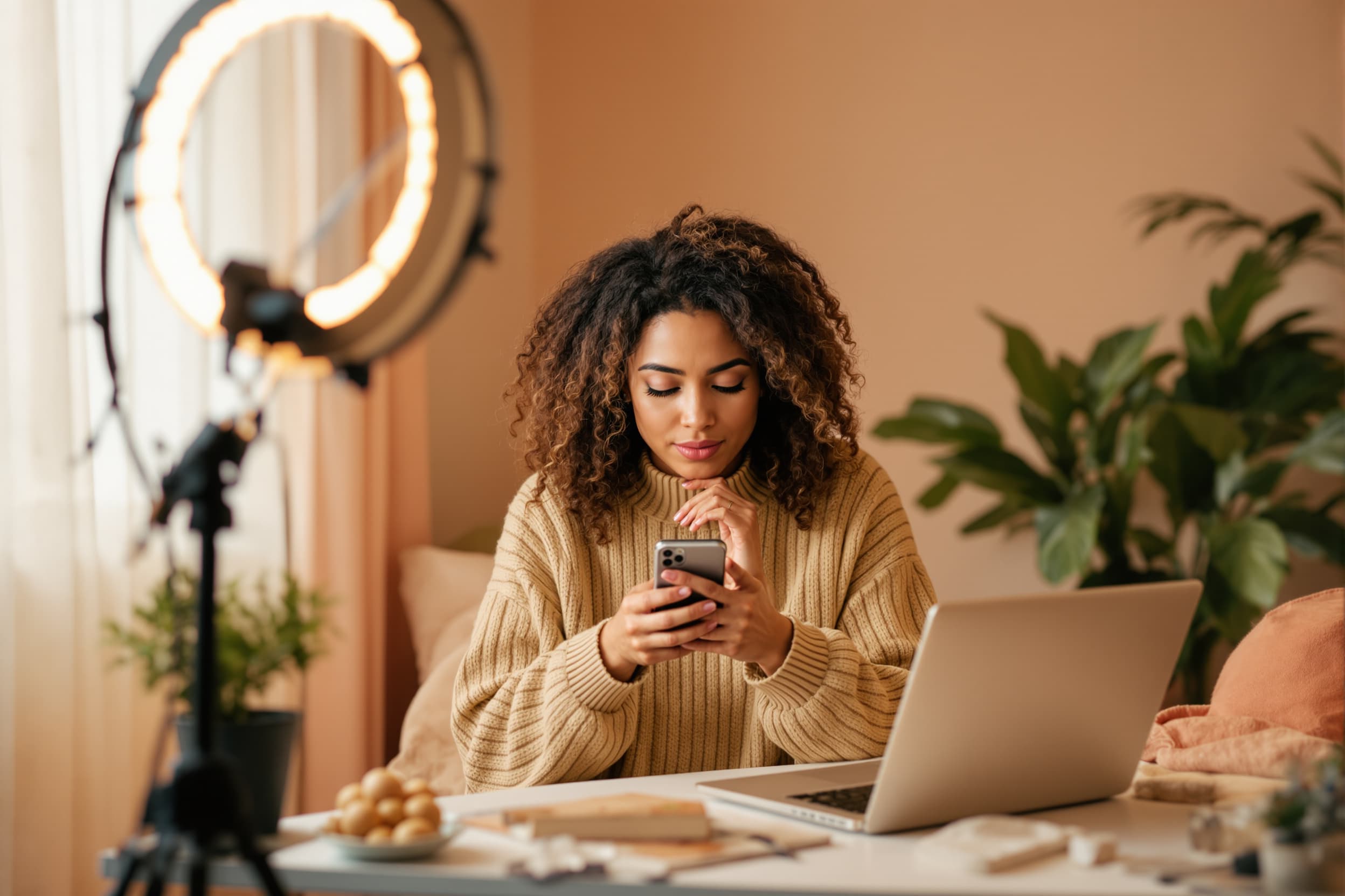 creator in soft-lit home studio